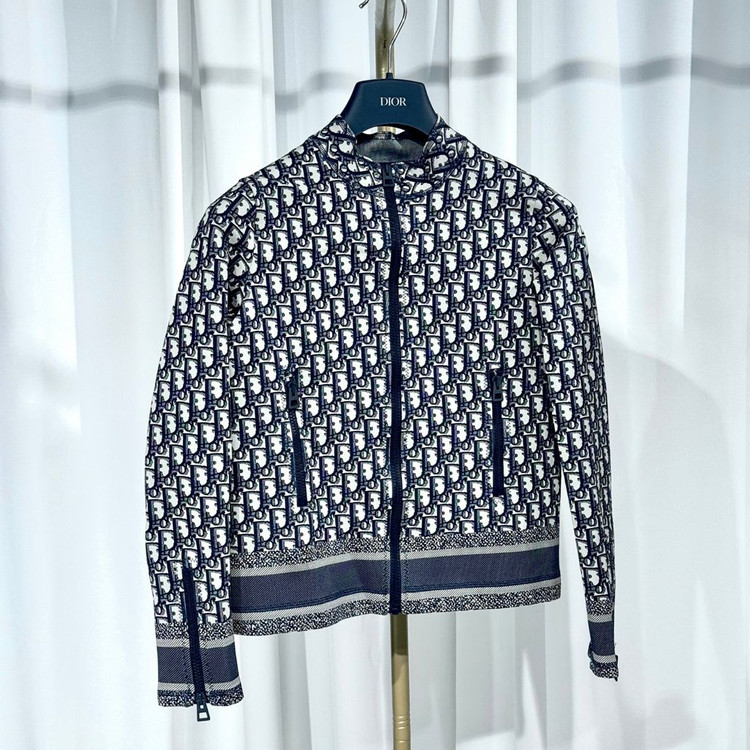 [새상품/34] 디올 오블리크 크롭 지퍼 자켓 리비에라--1