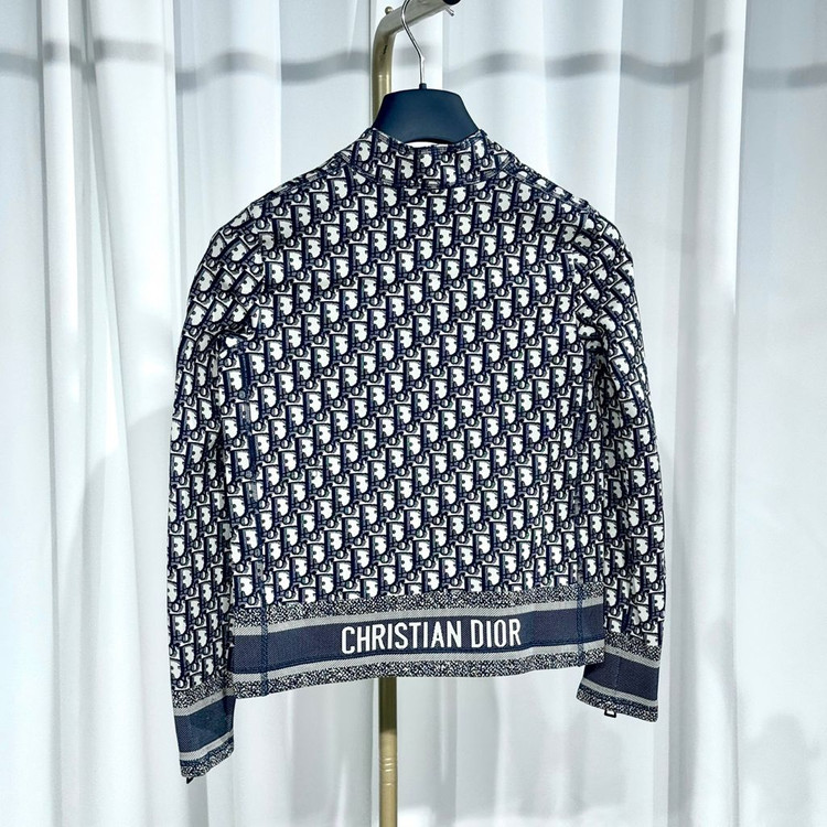 [새상품/34] 디올 오블리크 크롭 지퍼 자켓 리비에라--7