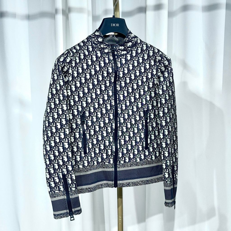 [새상품/34] 디올 오블리크 크롭 지퍼 자켓 리비에라--4