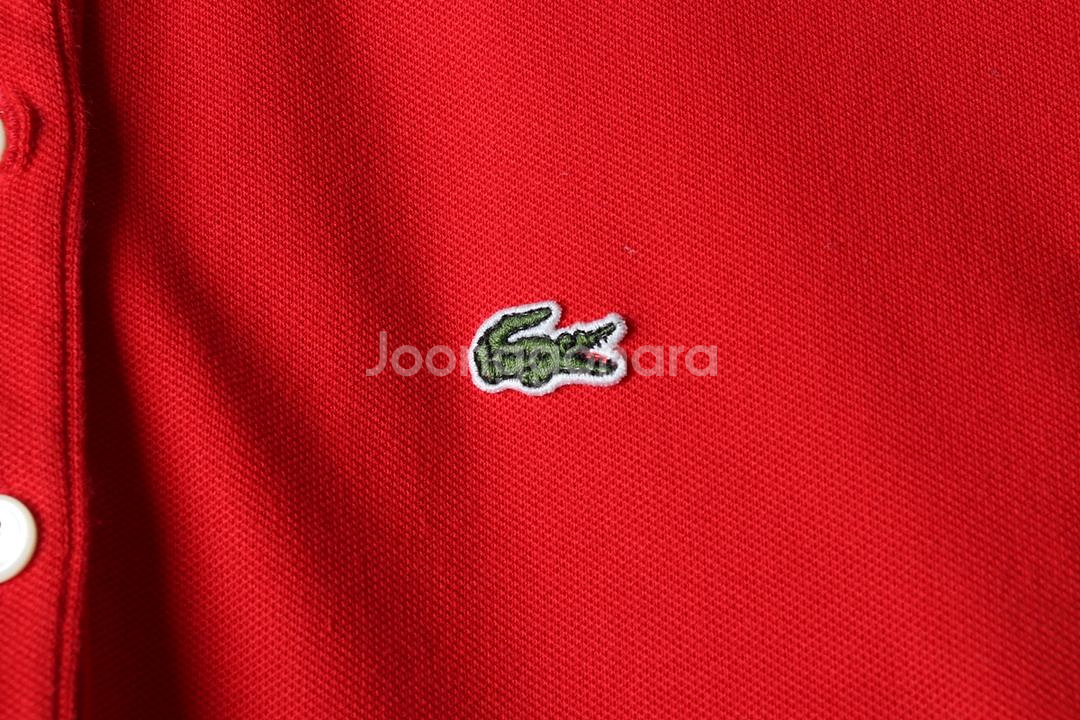 W(XS) 라코스테 반팔 카라 티셔츠 원피스 레드--4