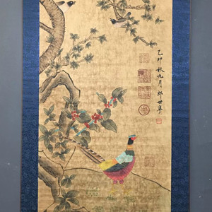 [골동품/고화] 청대 궁정화가 랑세녕 화조도 그림