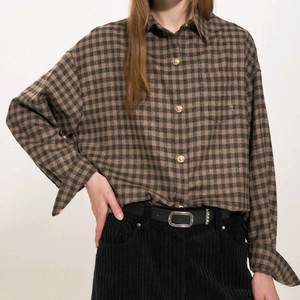 타임 TIME 체크 셔츠