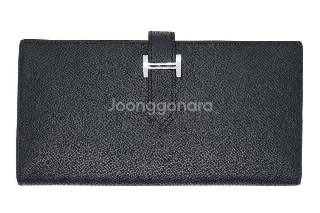 에르메스 베안 소플렛 블랙 앱송 은장 P각인 장지갑--1