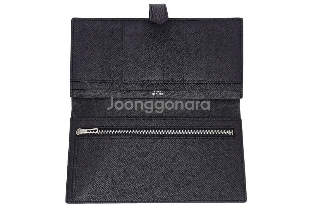 에르메스 베안 소플렛 블랙 앱송 은장 P각인 장지갑--5
