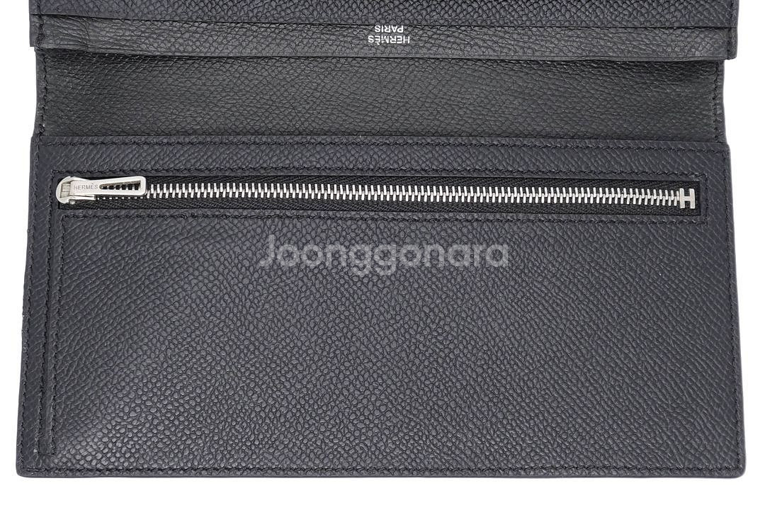 에르메스 베안 소플렛 블랙 앱송 은장 P각인 장지갑--7