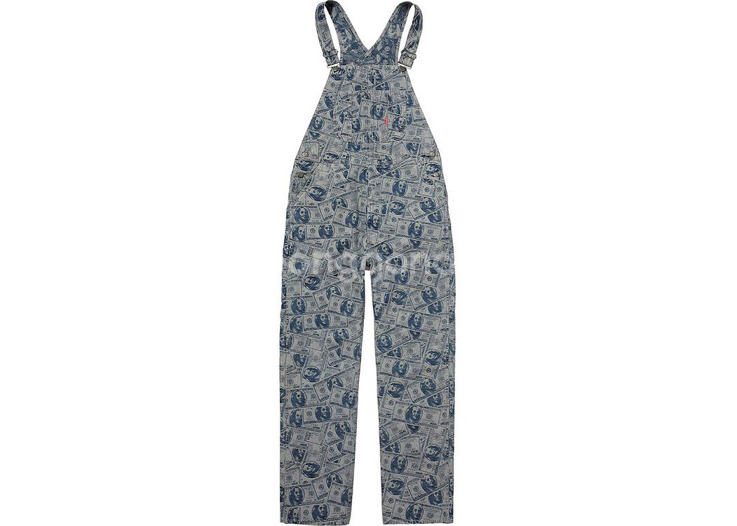 [S] 슈프림 17FW 100달러 빌 오버롤스 블루--0