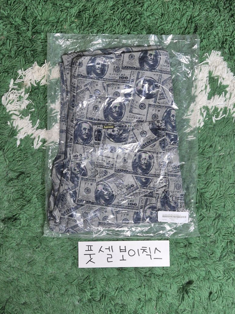 [S] 슈프림 17FW 100달러 빌 오버롤스 블루--4