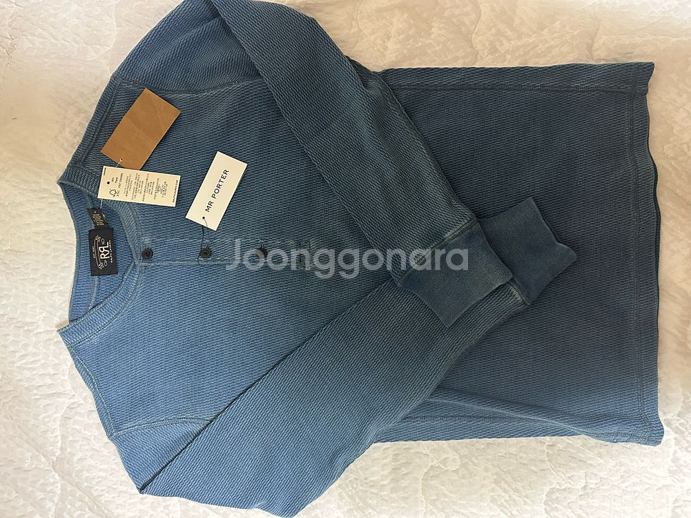 RRL 인디고 자카드 니트 헨리 M--2