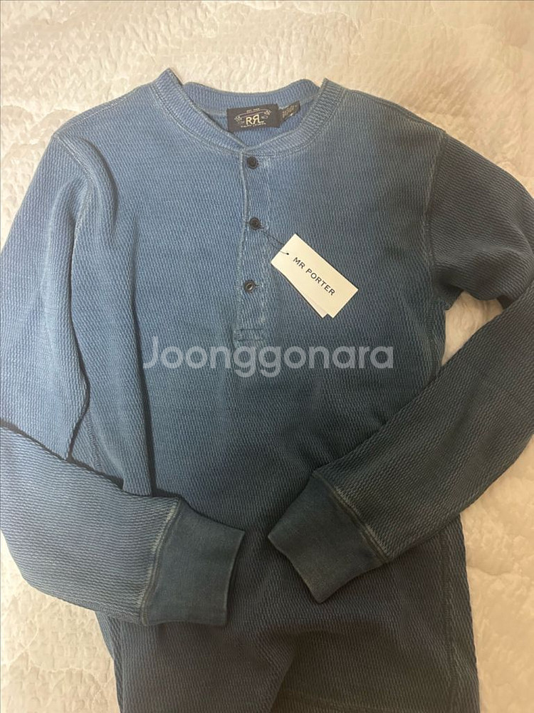RRL 인디고 자카드 니트 헨리 M--3