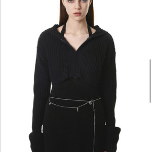 세릭 HOOD CROP KNIT ZIP-UP black