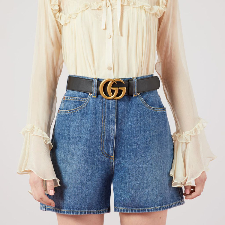 구찌 마몬트 여성 리에디션 와이드 레드 벨트 23시즌--3