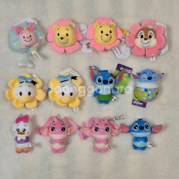 곰돌이 푸 피글렛 칩앤데일 도날드덕 스티치 인형 키링--0