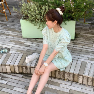 바이씨니 케이크펀칭 블라+바지 민트 셋업