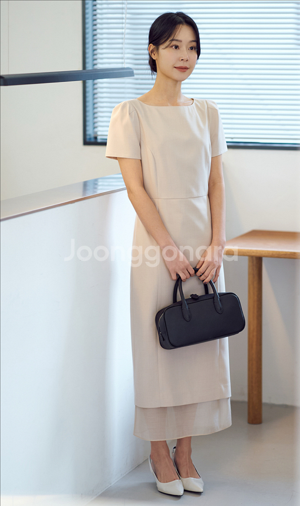라메레이 See-through Boat Neck Dre--2