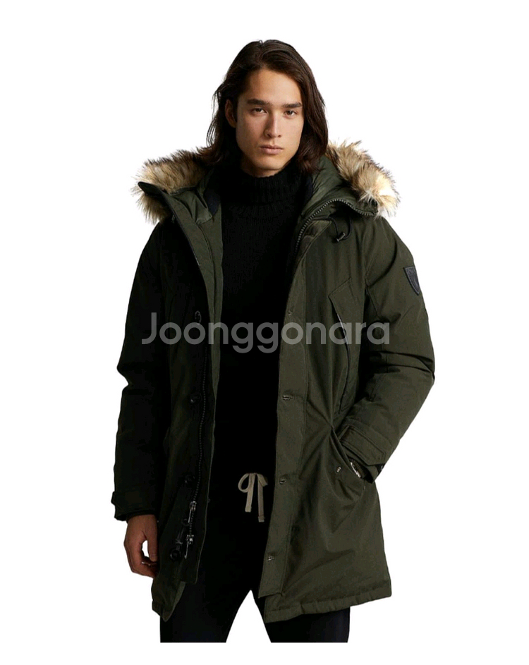 폴로 랄프로렌 후드 퍼 야상 점퍼 카키 L--0