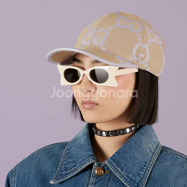 새상품 구찌 볼캡 모자 GG 점보 로고 라일락 S--0
