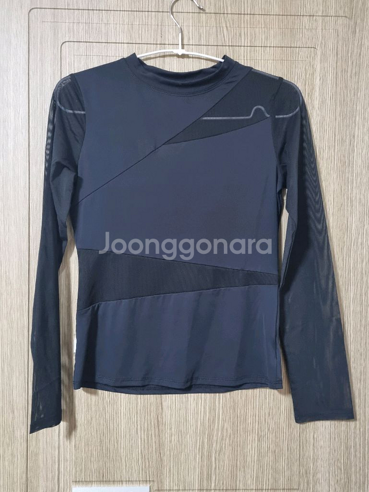 스포츠댄스 댄스복 망사 티셔츠 블랙2 미착용--0