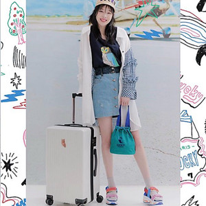 럭키슈에뜨 프릴 배색 체크 롱블라우스