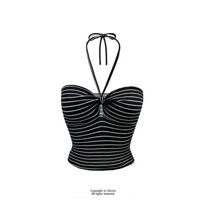 델라인 스트라이프 튜브탑 홀터넥 나시