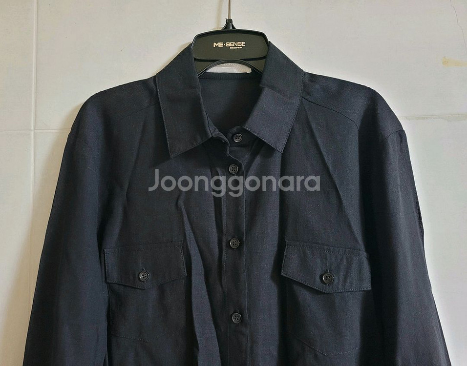여성)난닝구 블랙 린넨 셔츠(90)--1