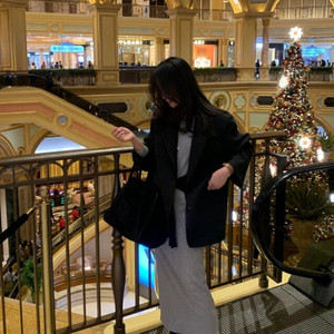 그레이룸 코튼스판 리브드 원피스 그레이 F