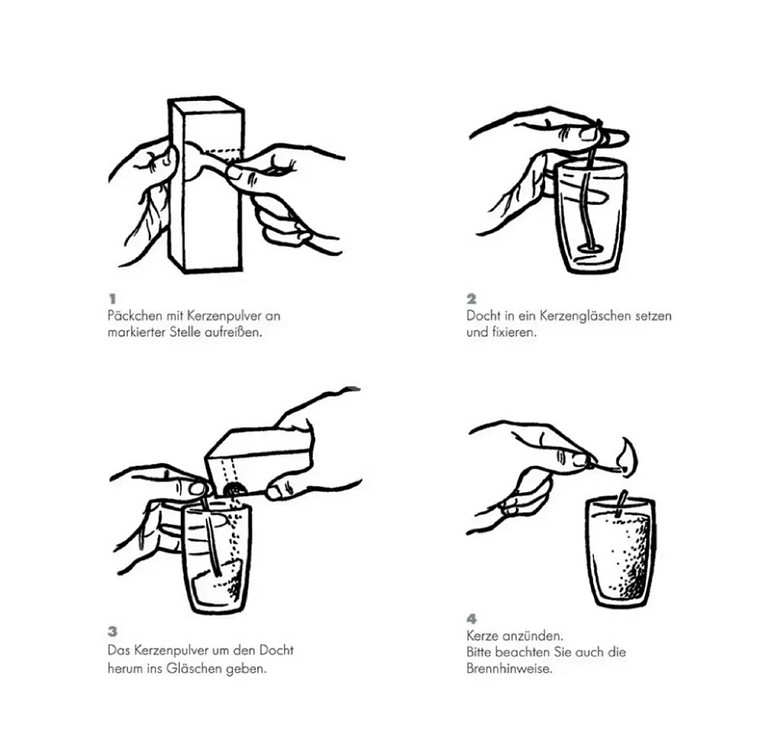 독일 친환경 천연 가루 캔들 4개 세트, 캔들 새상품--4