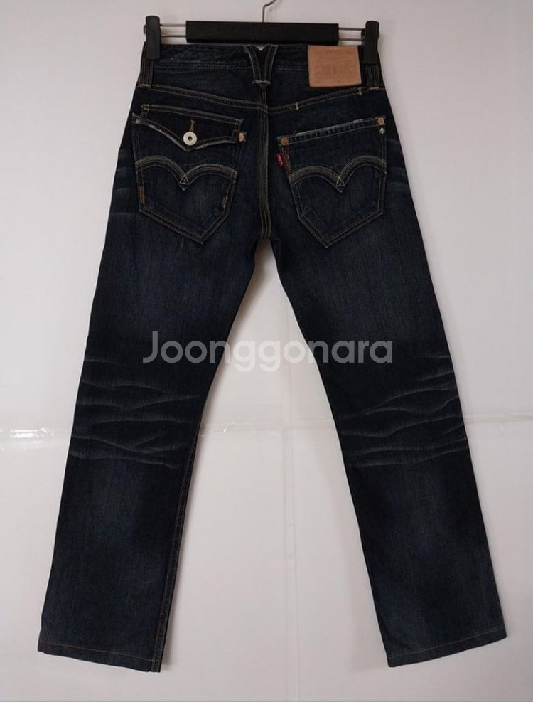 28)리바이스 523 워싱 데님 생지 가죽패치 일자--1