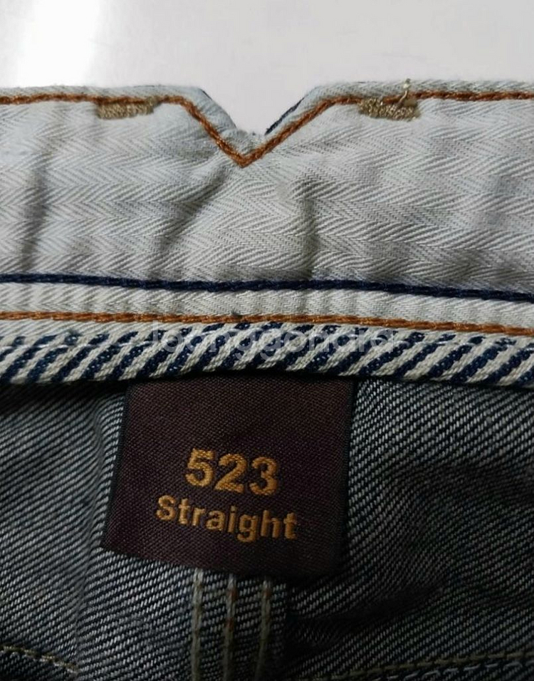 28)리바이스 523 워싱 데님 생지 가죽패치 일자--5