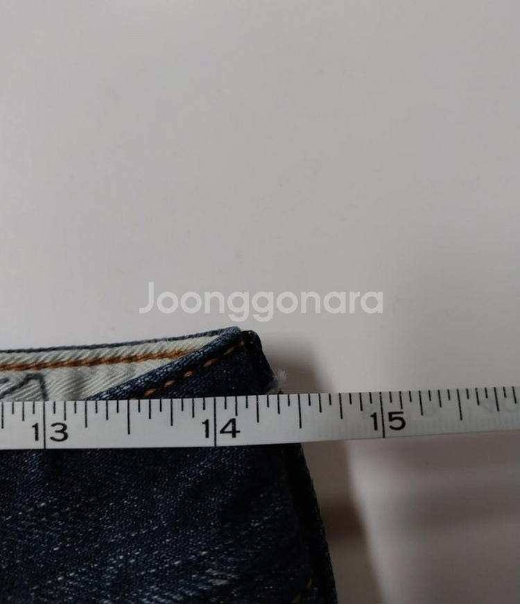 28)리바이스 523 워싱 데님 생지 가죽패치 일자--7