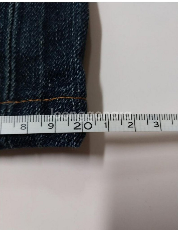 28)리바이스 523 워싱 데님 생지 가죽패치 일자--9