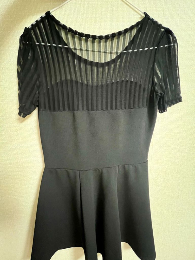 미니 블랙 시스루 원피스 이미지