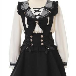 리즈리사 레이스업 서스펜더 멜빵 스커트 양산형 지뢰계