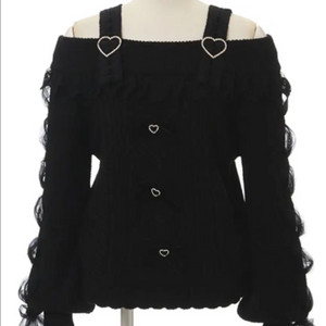 리즈리사 레이스업 슬리브 오프숄더 니트 지뢰계 양산형