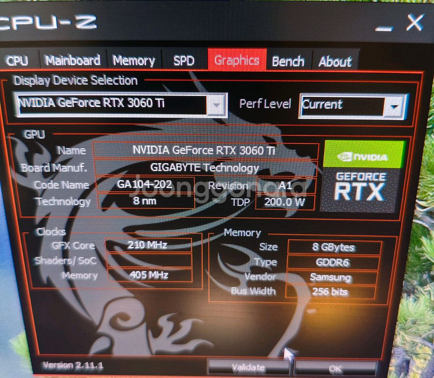 GIGABYTE RTX 3060 Ti 그래픽카드--4
