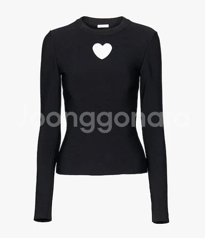 제니 착용 알라이아 ALAIA 하트 컷팅 롱슬리브 니트--3