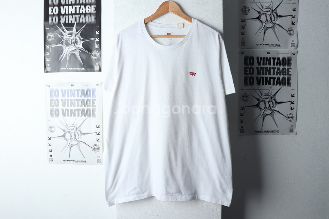 (XL-2XL) 리바이스 반팔 티셔츠 화이트 올드스쿨--1
