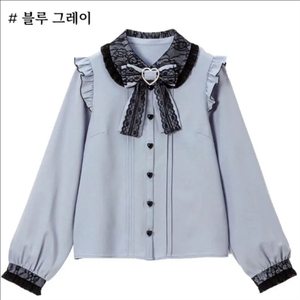 디어마이러브 디마럽 레이스 중첩 하트리본 지뢰계블라우스