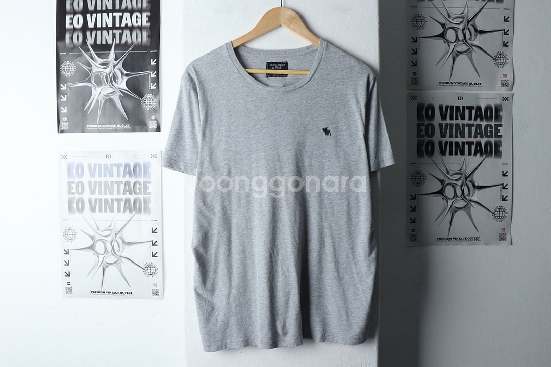 (L-XL) 아베크롬비 반팔 티셔츠 그레이 올드스쿨--1
