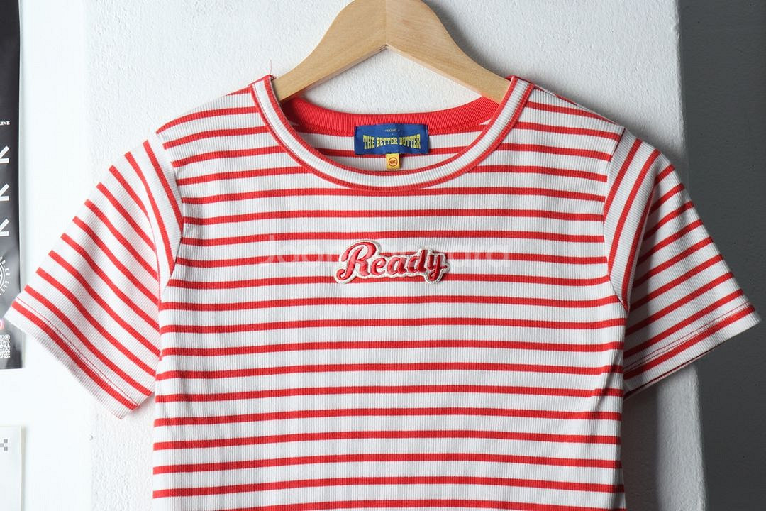 W(4XL) 브랜드빈티지 반팔 티셔츠 스트라이프 니트--2