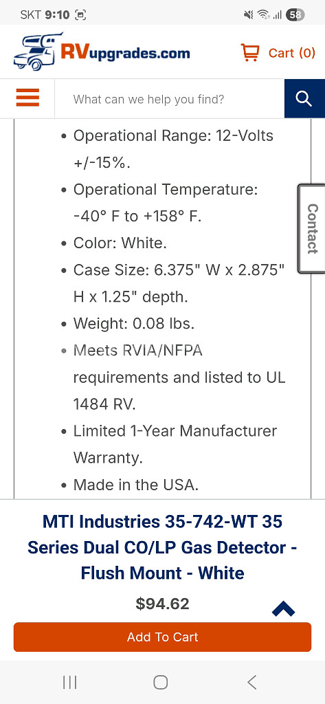 캠핑카 일산화탄소 프로판가스 감지기--3