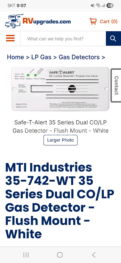 캠핑카 일산화탄소 프로판가스 감지기--2