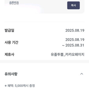 카카오페이지 5천캐시(2500원)