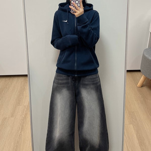 나이키 스우시 자수로고 네이비 후드집업