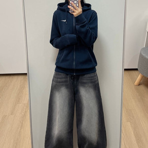 나이키 스우시 자수로고 네이비 후드집업