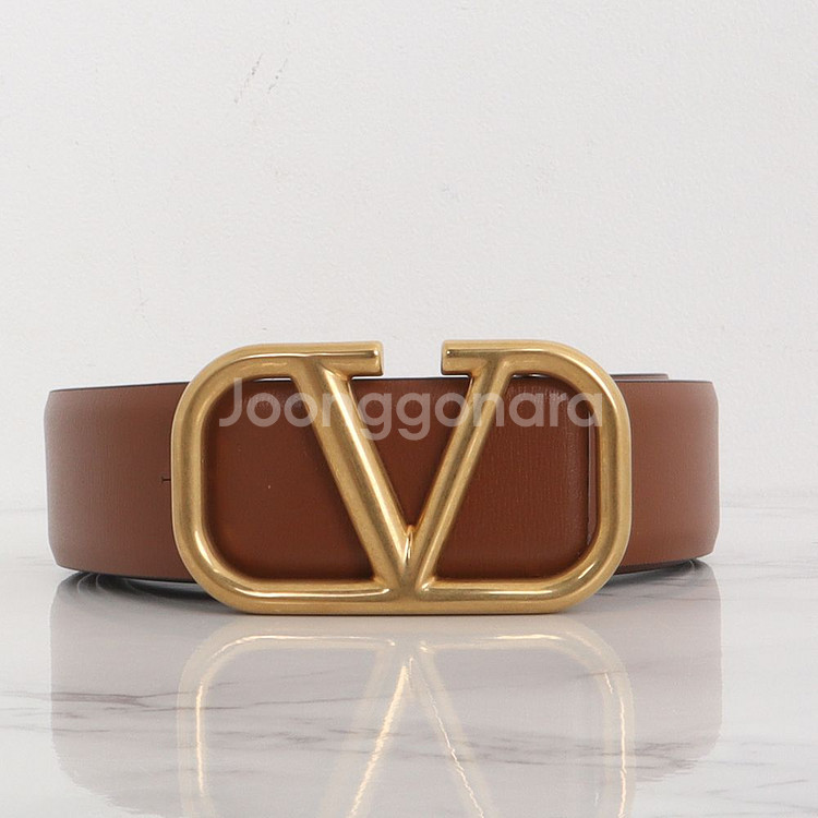 발렌티노 V로고 3Y2T0Q90 가죽 벨트--3