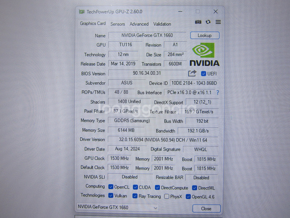 ASUS TUF Gaming GTX 1660 6G D5--3
