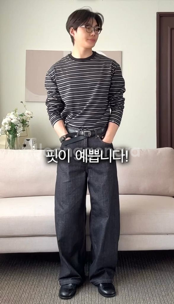 아캄 레더포켓 데님 블랙 1 사이즈--11
