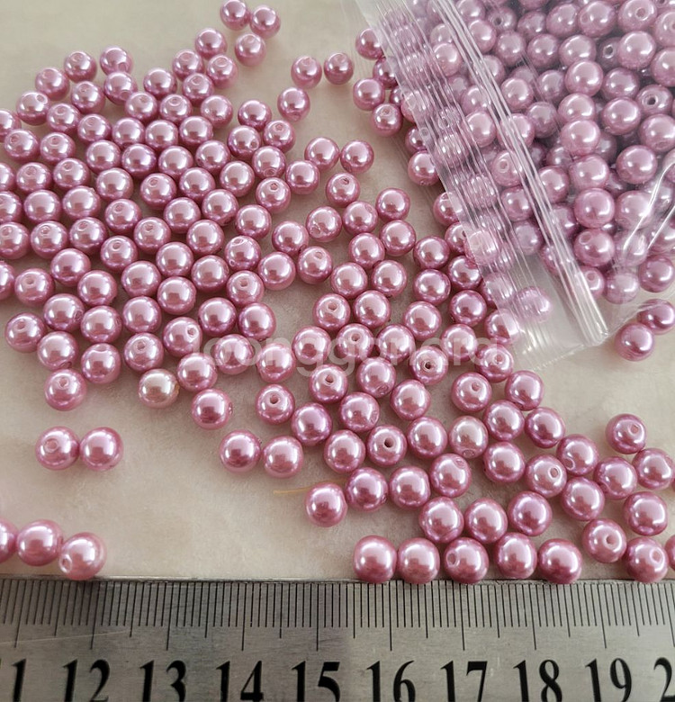 구멍진주 보라핑크 6미리 1200개 일괄--0