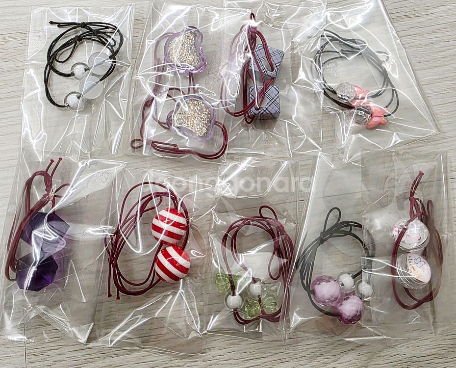 비즈 머리끈 양갈래머리끈 10봉 일괄--1