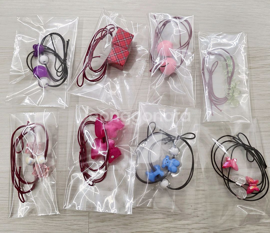 비즈 머리끈 양갈래머리끈 10봉 일괄--5